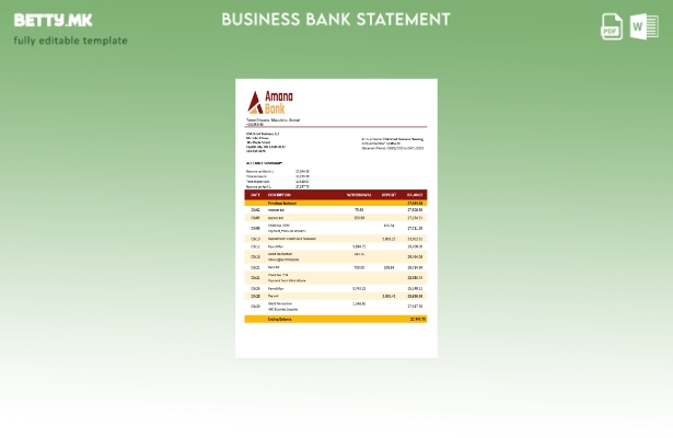 модерен стил Сомалија Амана деловна изјава за проверка на сметката Шаблон Word и